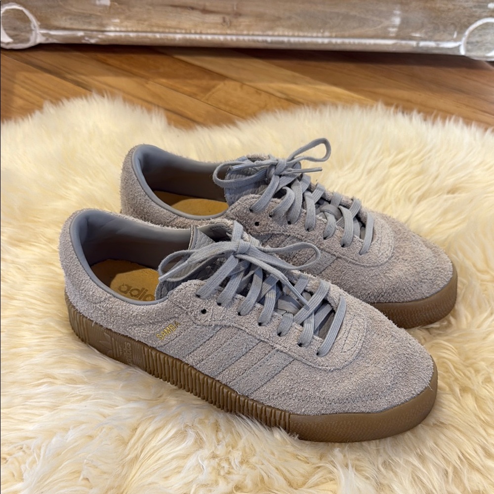 adidas Gray Athletic Shoes with Gum Sole